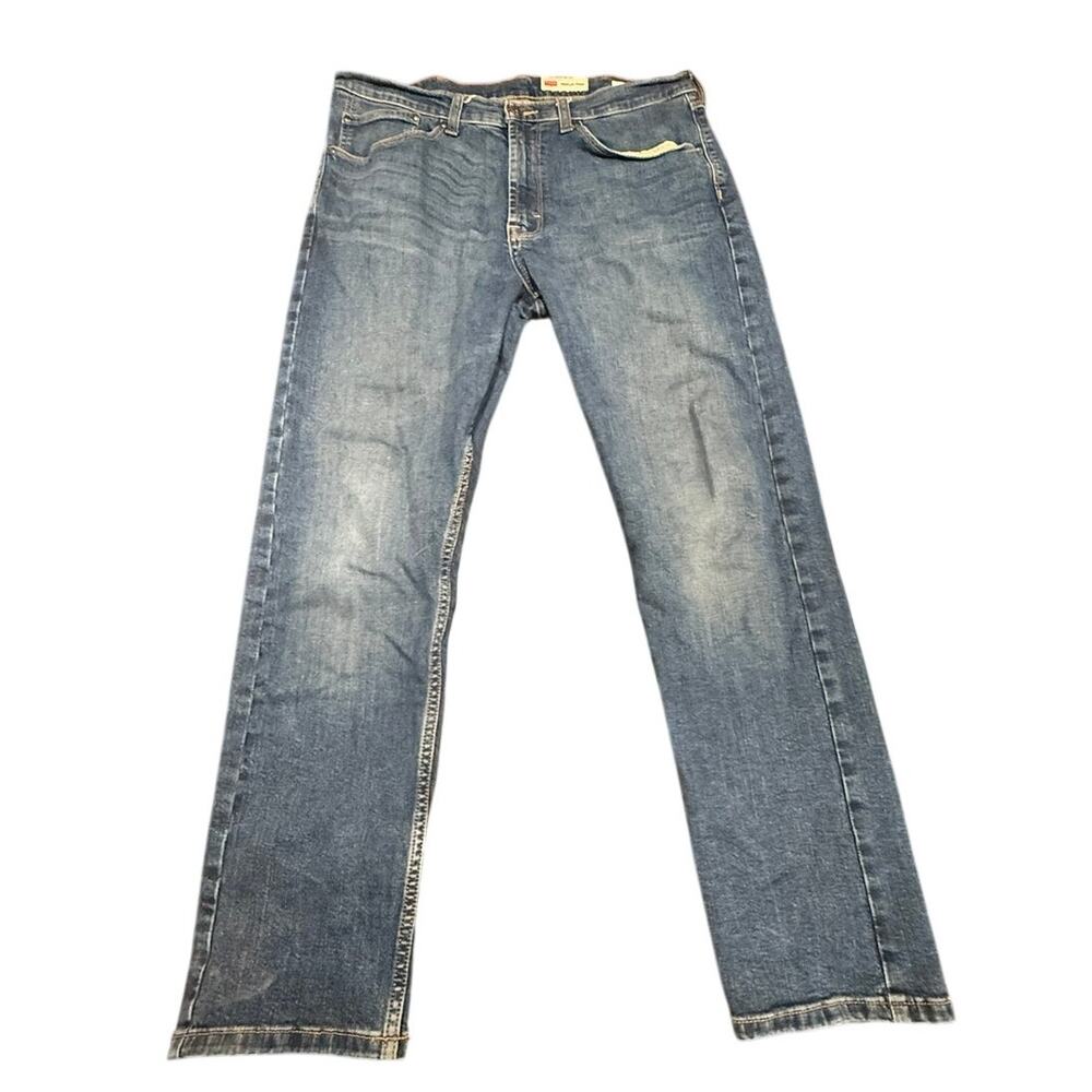 Wrangler Men's Blue Regular Taper Fit Stretch Denim Jeans Size 34X30